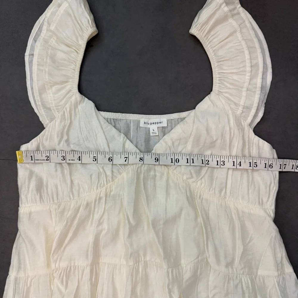 Blu‎ Pepper Ivory Ruffle Tiered Mini Dress - Picture 7 of 8